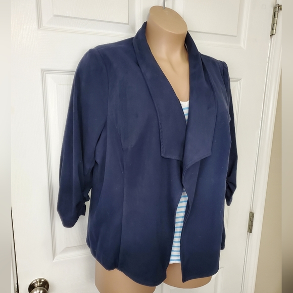 Alfani Faux Suede Drape Front Blazer - Picture 2 of 10